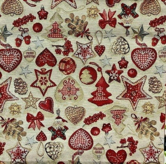 Christmas Baubles Decorative Cushion Covers Hearts Tree Bow Gold Reversible x2