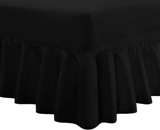 Fitted Valance Sheet Black Polycotton