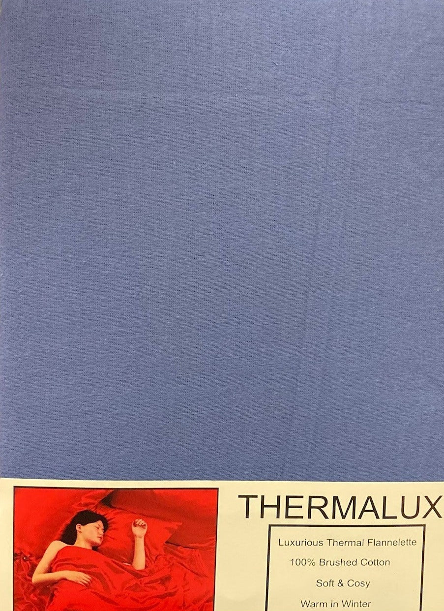 Super King Size 18" Flannelette Fitted Sheet Blue 100% Brushed Cotton Luxury