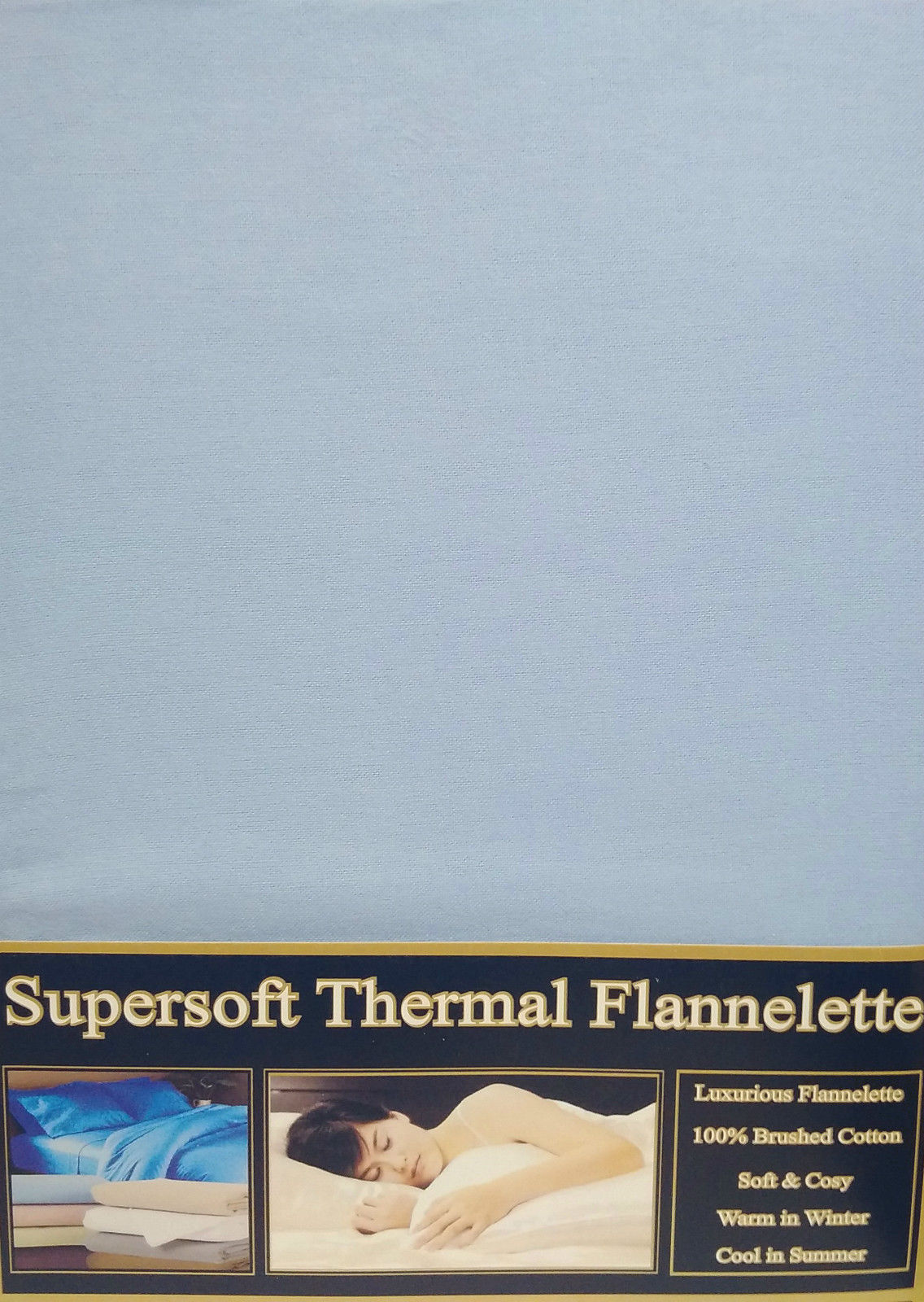 Super King Size Flannelette Duvet Cover Set Sky Blue 100% Cotton Bedding Winter Essential