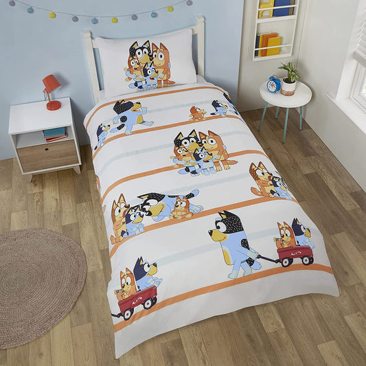 Single Bed Bluey And Family Duvet Cover Set Reversible Bedding Set 100% Cotton