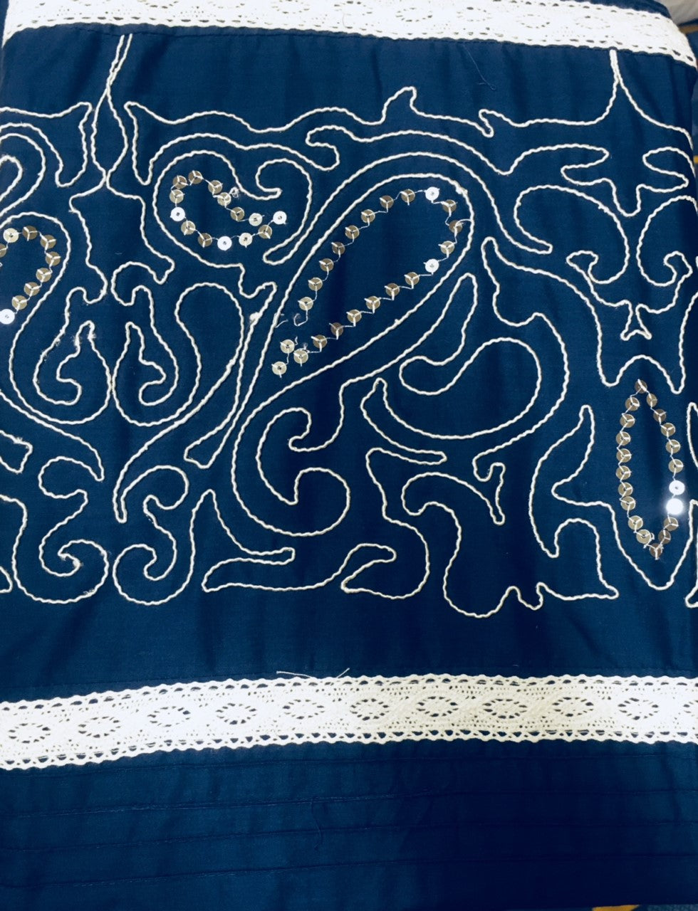 King Size Celine Navy Sequins Lace Duvet Cover Set Lace