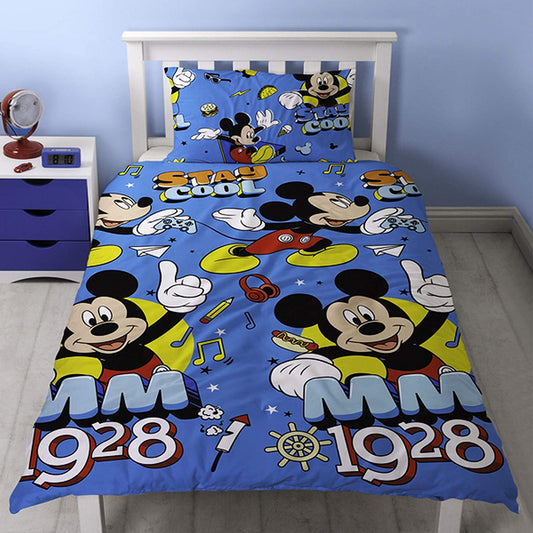 Single Bed Disney Mickey Mouse Cool Duvet Cover Set Character Bedding