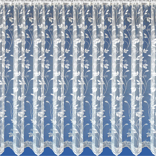 Corisca Panel White All Over Patterned Trailing Leaf Net Curtain 5 Meters x 114cm