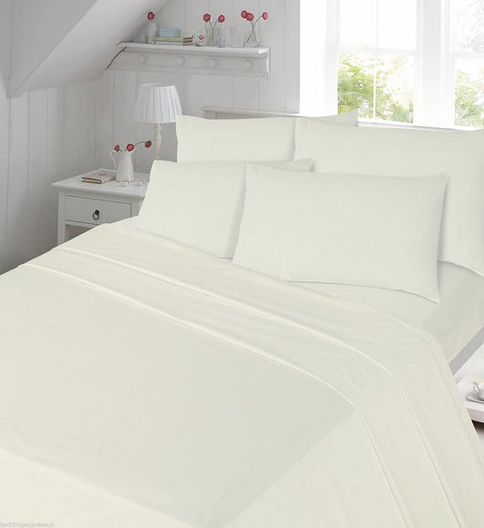 Single Bed Flannelette Duvet Cover Set Cream 100% Cotton Bedding Winter Essential