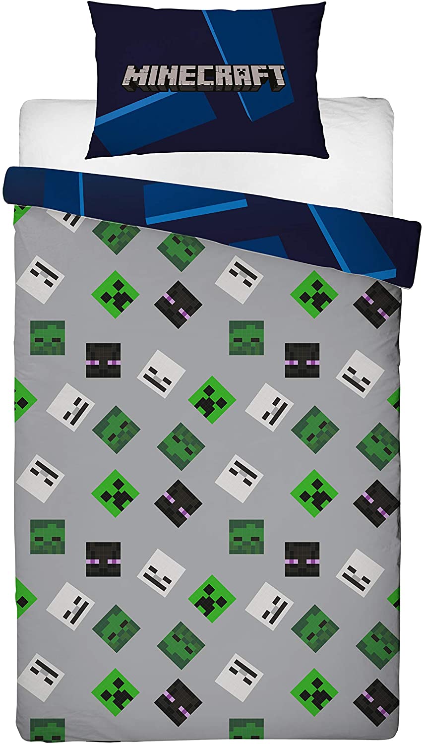 Single Bed Duvet Cover Set Minecraft Creeps Panel Gamer Character Bedding