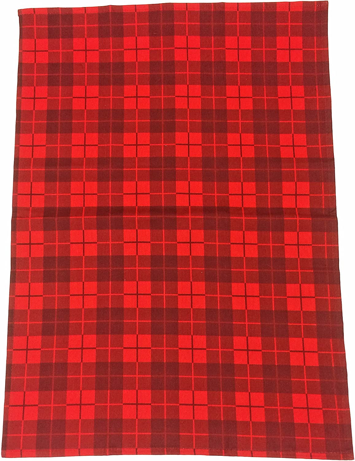 Deer Wild Tartan Check Red Cream Festive Tea Towels 2 Pack