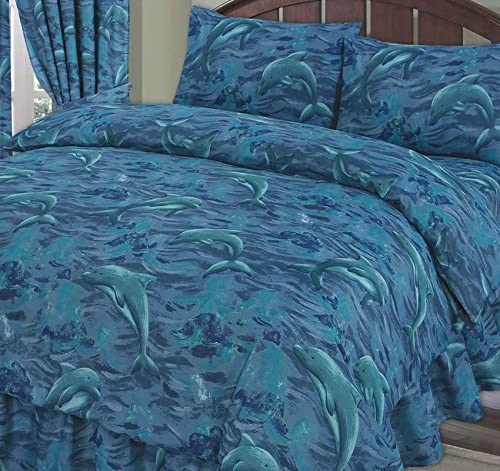 Super King Size Duvet Cover Set Dolphins Blue Sea Life Bedding
