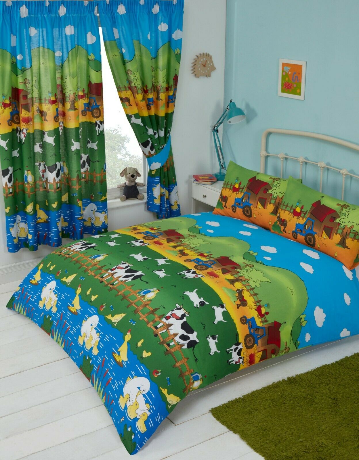 Single Bed Farmyard Duvet Cover Set Truck Cows Ducks Sheep