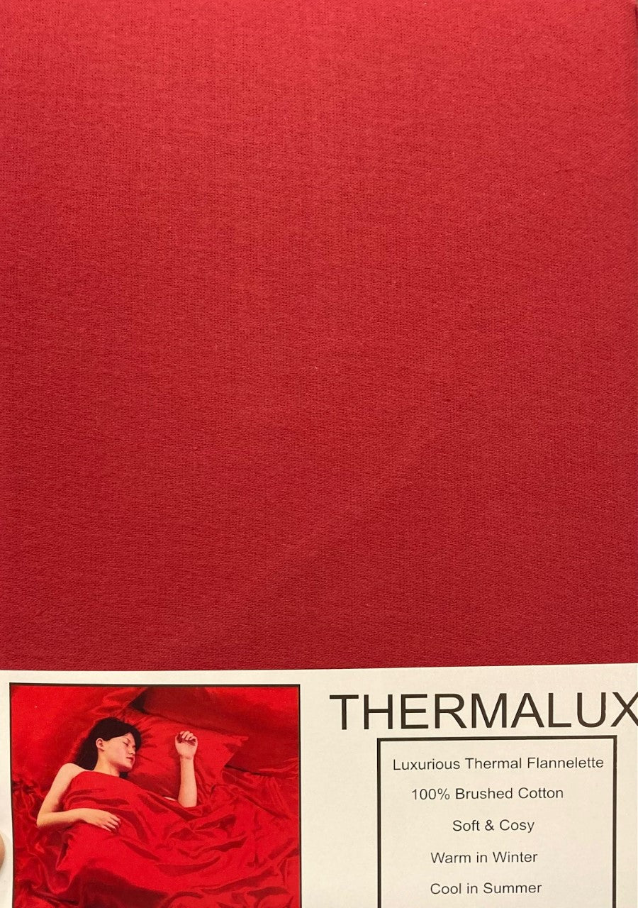 Single Bed 18" Flannelette Fitted Sheet Firenze Red 100% Brushed Cotton Luxury