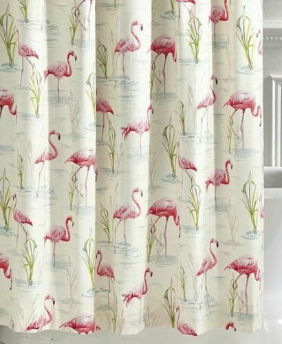 Flamingo Print Shower Curtain PEVA Waterproof Rings Included