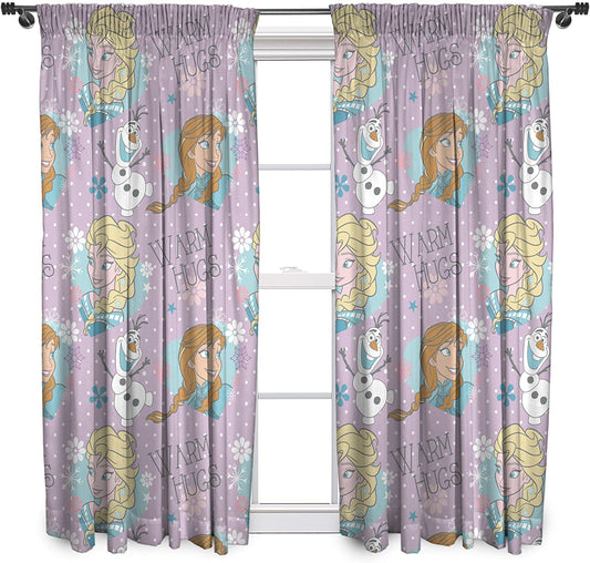 Disney Frozen 'Crystal' 66" x 54" Unlined Pencil Pleat Character Curtains