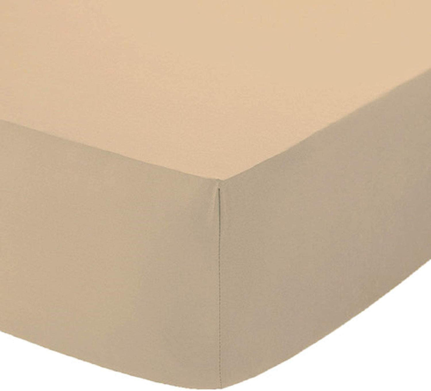 Cot Bed Fitted Sheet Beige Polycotton 71cm x 141cm + 15cm Soft