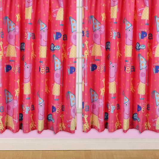 Peppa Pig 'Funfair' 66" x 54" Unlined Pencil Pleat Character Curtains