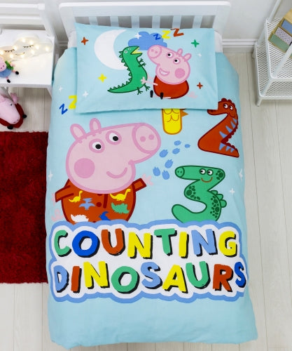 Peppa Pig George Junior Toddler Bed Counting Reversible Duvet Cover Set Character Bedding