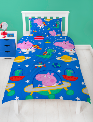 Single Bed George Pig 'Planets' Duvet Cover Set Character Bedding
