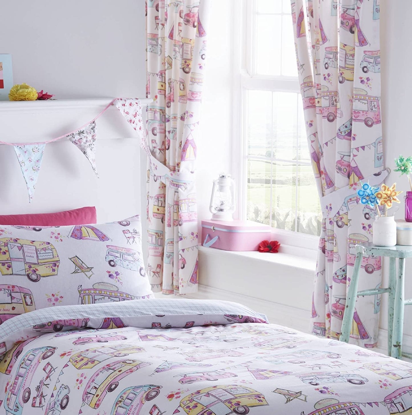 Glamping 66" x 72" Lined Pencil Pleat Curtains Camping Camper Van