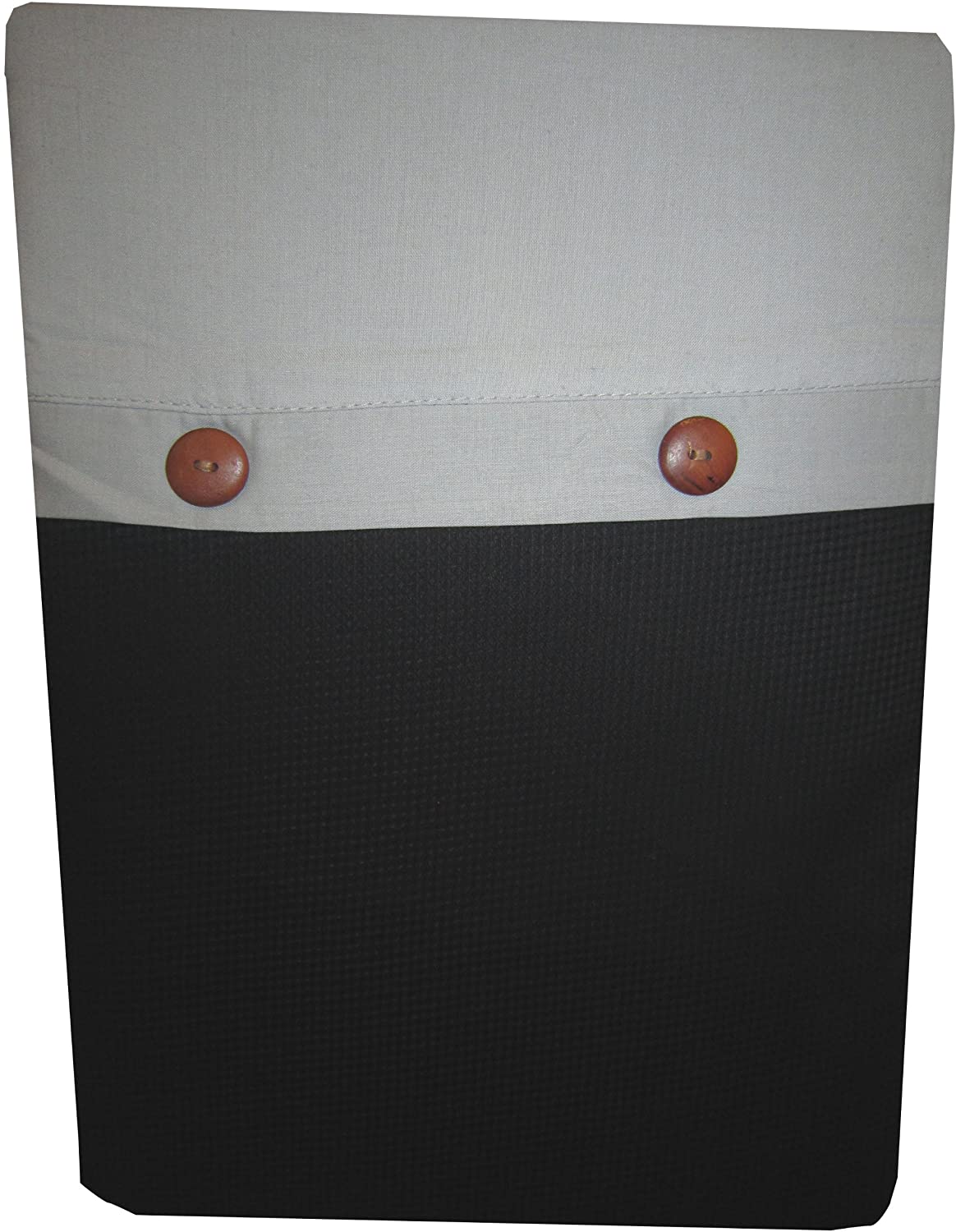 Double Bed Waffle Duvet Cover Set Grey Border Black Waffle Cotton Rich