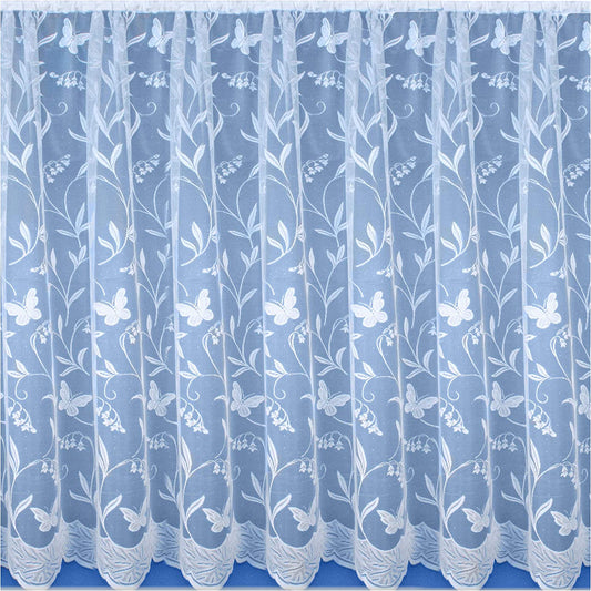 Hawaii Panel White All Over Patterned Butterfly Net Curtain 5 Meters x 137cm
