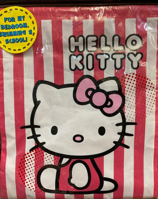 Official Hello Kitty Pink White Striped Character Gym Swim Bag Kids