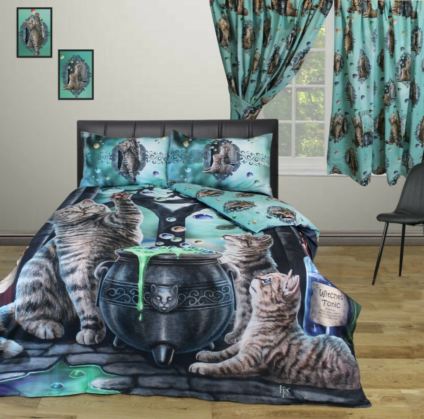 King Size Duvet Cover Set Lisa Parker Hubble Bubble Cats