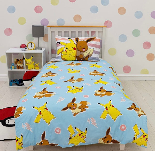 Single Bed Official Pokémon Group Panel Duvet Cover Set Character Bedding