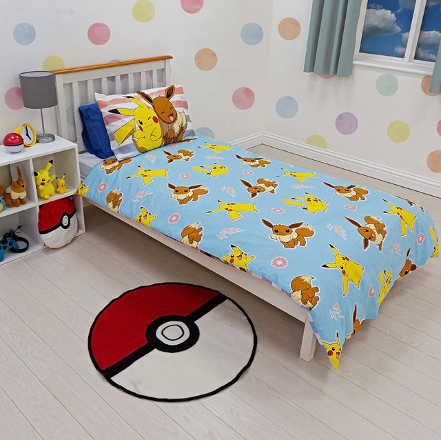 Single Bed Official Pokémon Group Panel Duvet Cover Set Character Bedding
