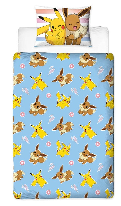 Single Bed Official Pokémon Group Panel Duvet Cover Set Character Bedding