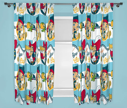 Jake The Never Land Pirates 'Sharks' 66" x 54" Unlined Pencil Pleat Character Curtains