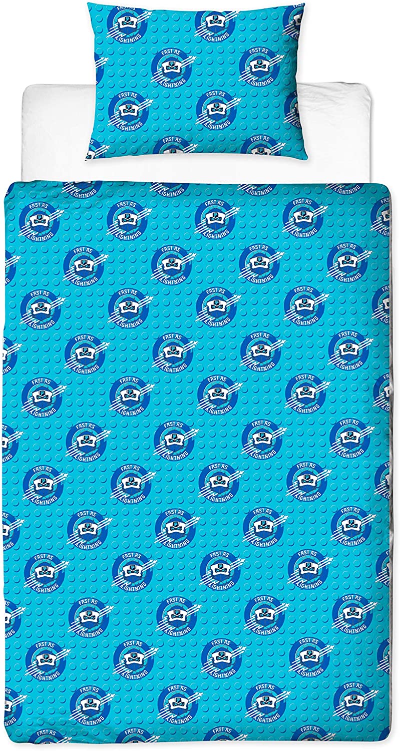 Single Bed Lego Ninjago Lightning Blue Reversible Duvet Cover Set Character Bedding