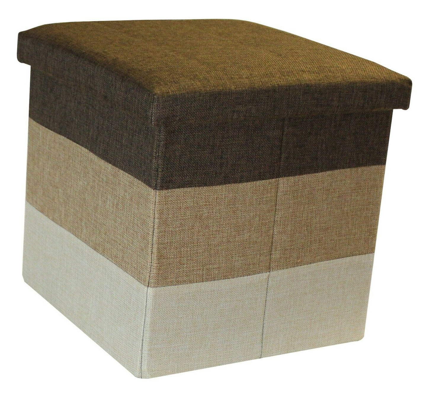 Linear Storage Ottoman Brown Natural Three Tone Foot Stool Seat Storage Box