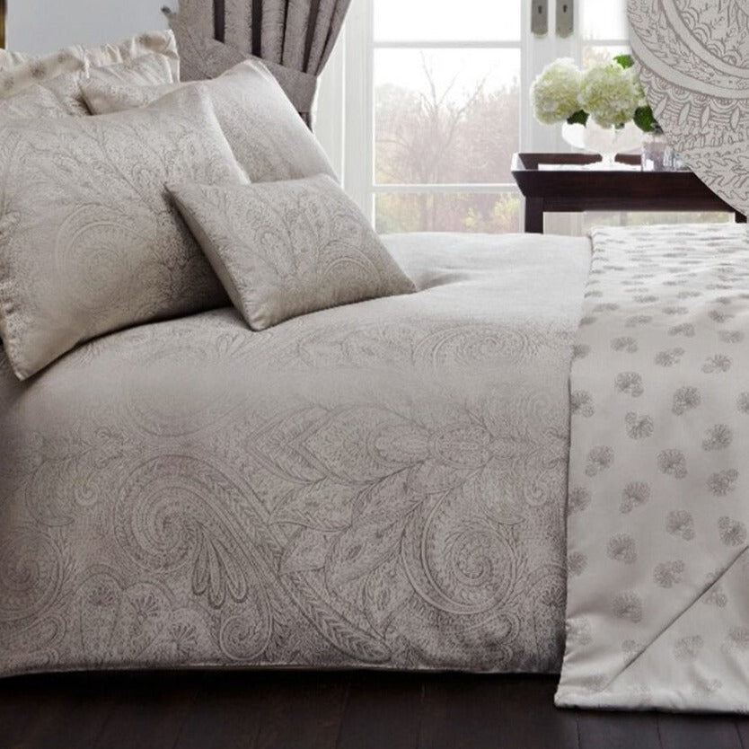 Double Bed Duvet Cover Set Linden Natural Luxury Jacquard