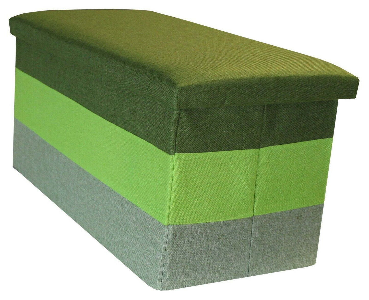 Large Linear Storage Ottoman Green Three Tone Foot Stool Seat Storage Box