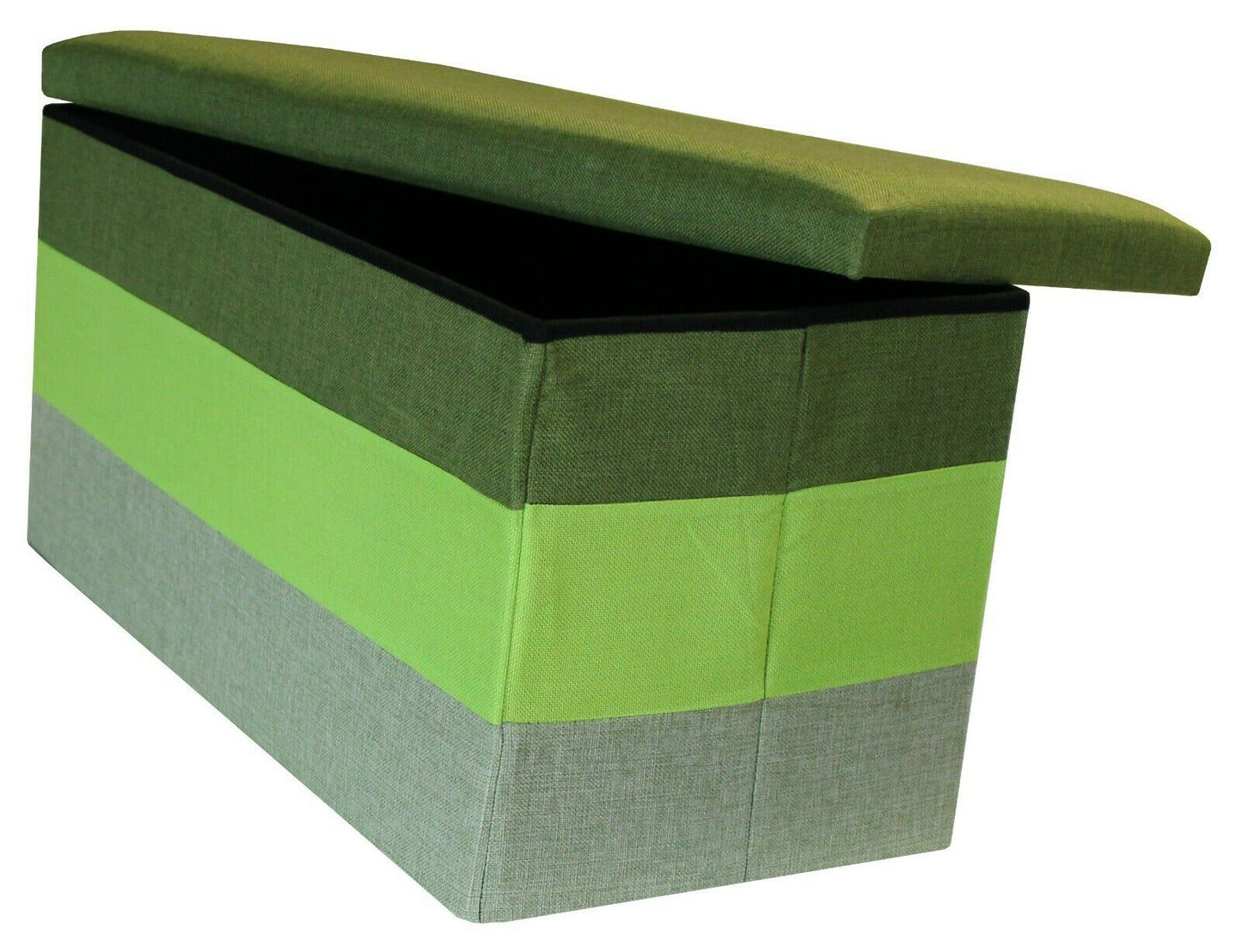 Large Linear Storage Ottoman Green Three Tone Foot Stool Seat Storage Box