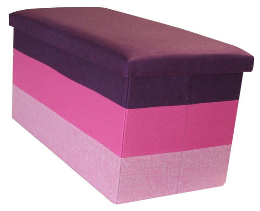 Large Linear Storage Ottoman Purple Pink Three Tone Foot Stool Seat Storage Box