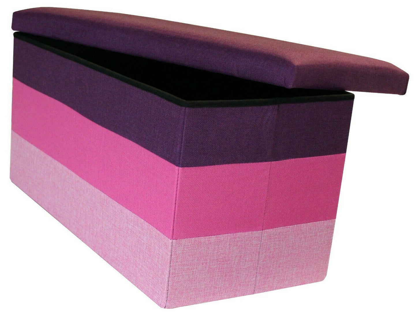 Large Linear Storage Ottoman Purple Pink Three Tone Foot Stool Seat Storage Box