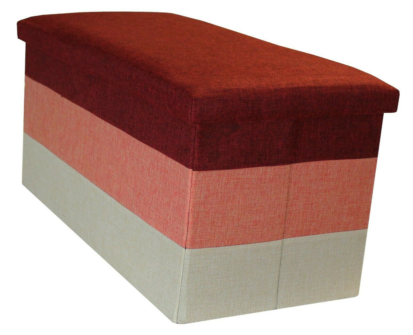 Large Linear Storage Ottoman Red Orange Three Tone Foot Stool Seat Storage Box