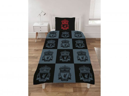 Single Bed Duvet Cover Set Liverpool F.C Checkerboard Reversible Bedding Set