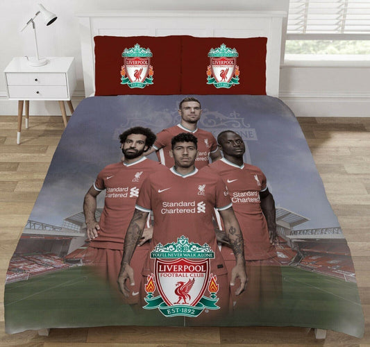 Double Bed Liverpool F.C Players Red Reversible Bedding Duvet Cover Set Salah