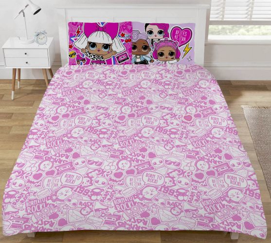 Double Bed Duvet Cover Set LOL Surprise Sing It Pink Cerise BFFs Forever