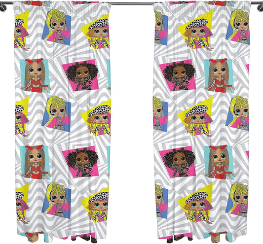 Official LOL Surprise 'Buzz' 66" x 72" Unlined Pencil Pleat Curtains Character