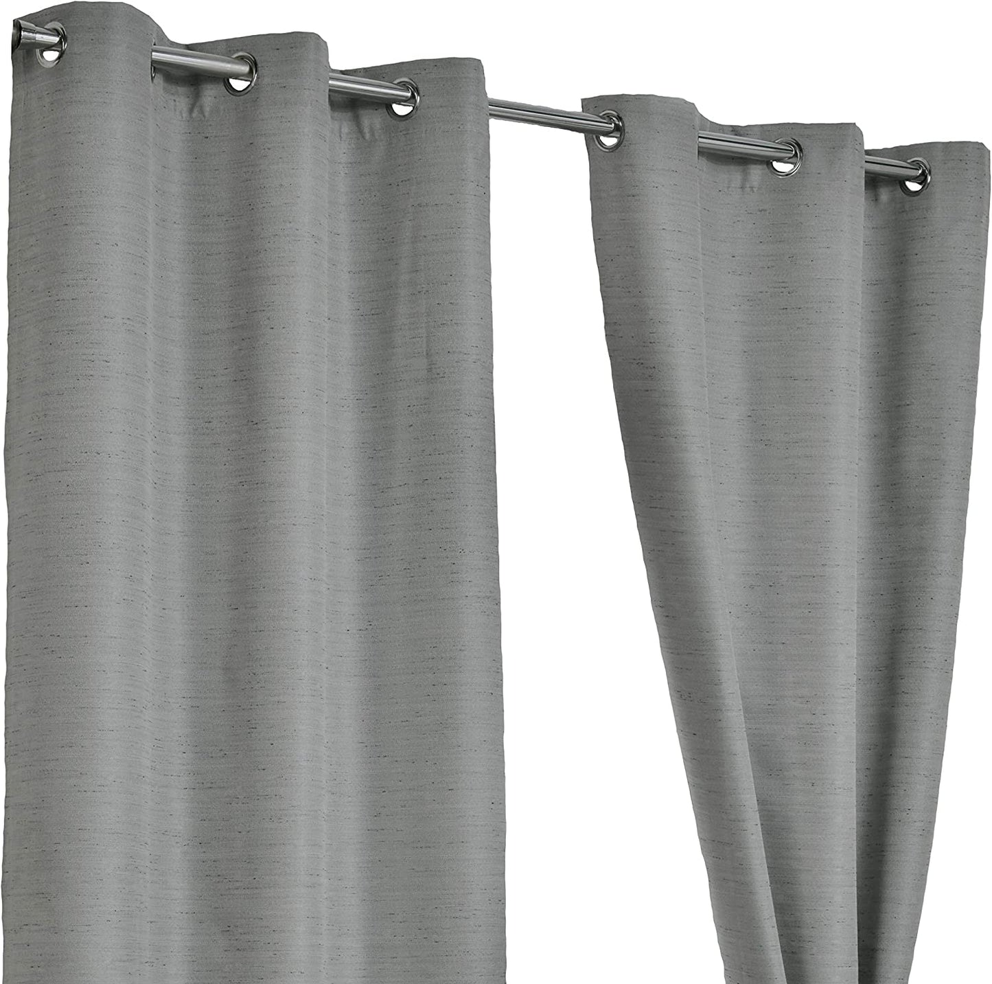 Lunar Grey Silver 46" x 90" Eyelet Unlined Ready Made Curtains