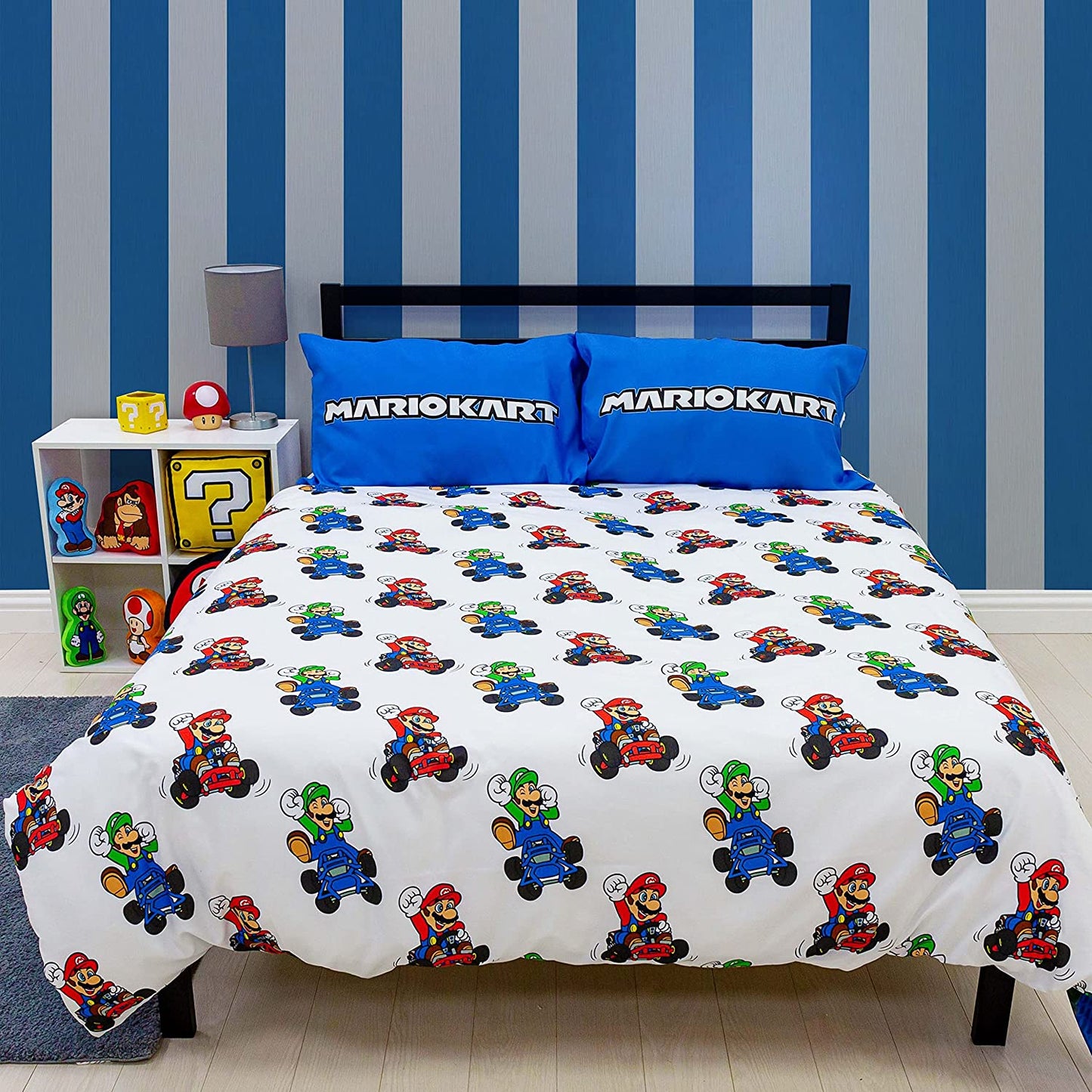 Double Bed Nintendo Super Mario Kart Official Go Karts Reversible Duvet Cover Set Character Bedding