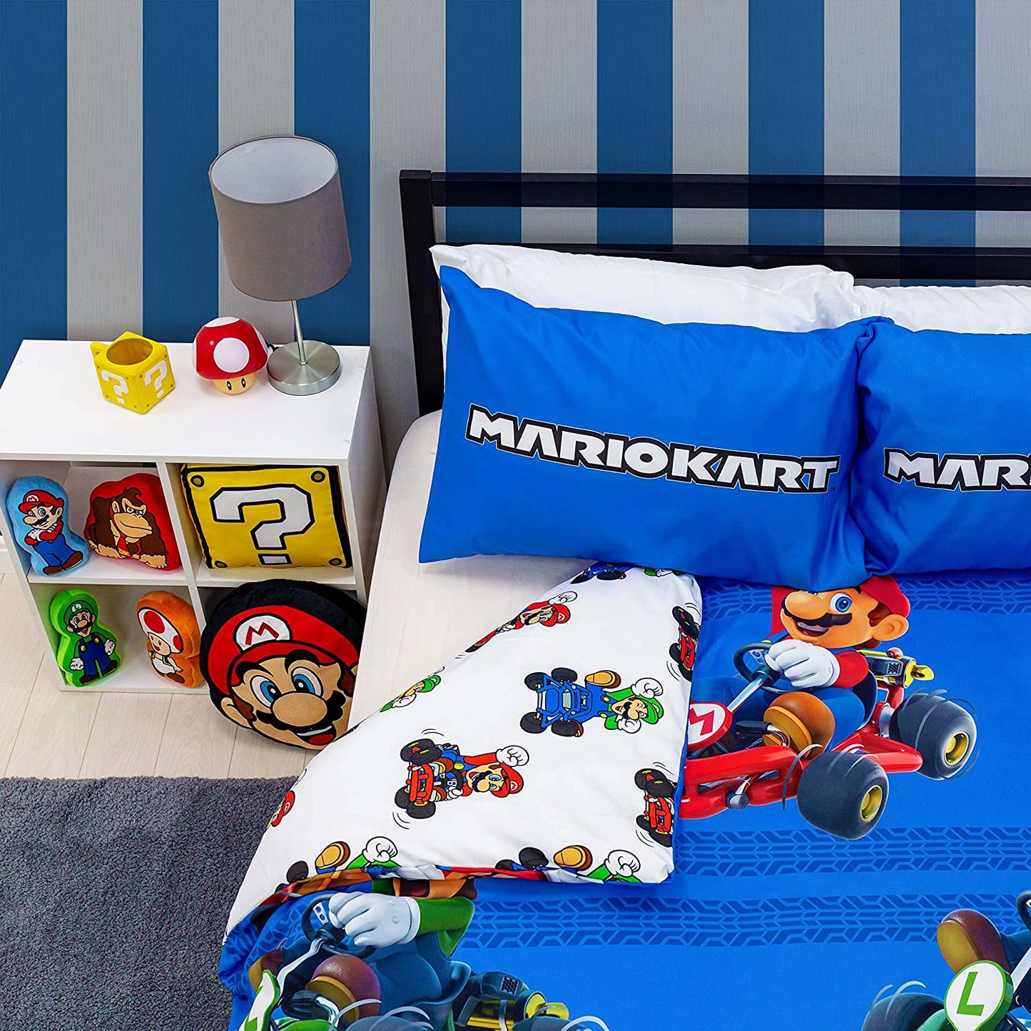 Double Bed Nintendo Super Mario Kart Official Go Karts Reversible Duvet Cover Set Character Bedding