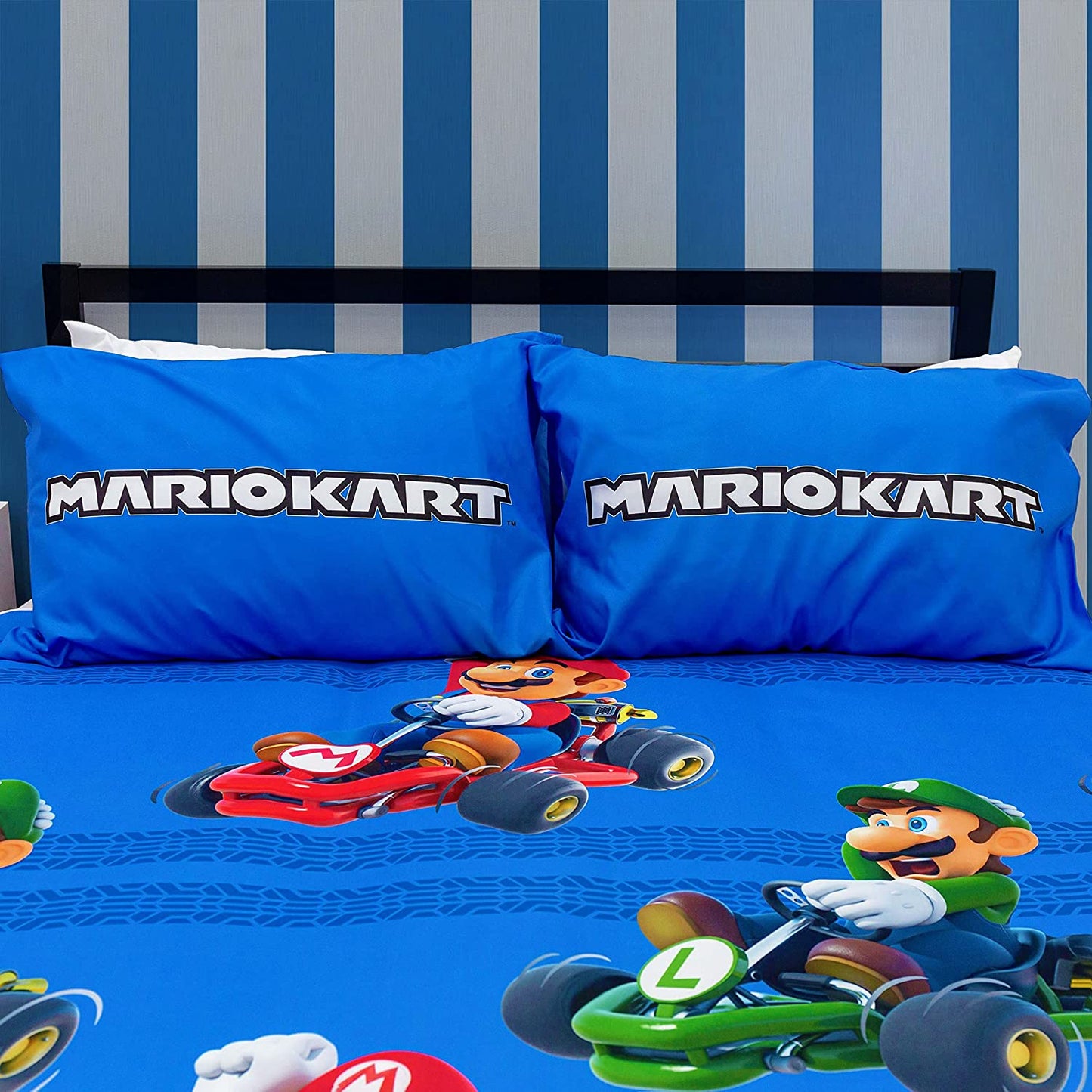 Double Bed Nintendo Super Mario Kart Official Go Karts Reversible Duvet Cover Set Character Bedding