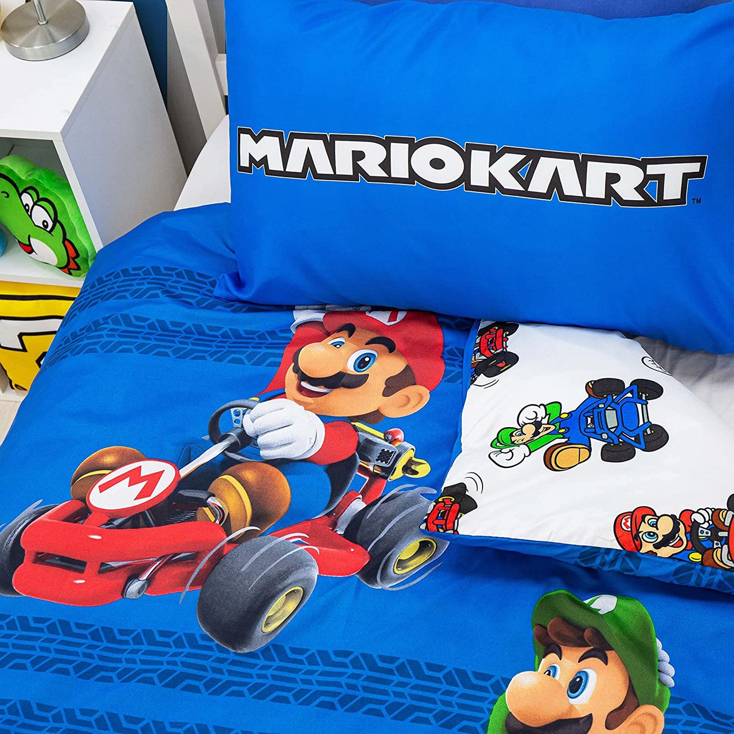 Single Bed Nintendo Super Mario Kart Official Go Karts Reversible Duvet Cover Set Character Bedding