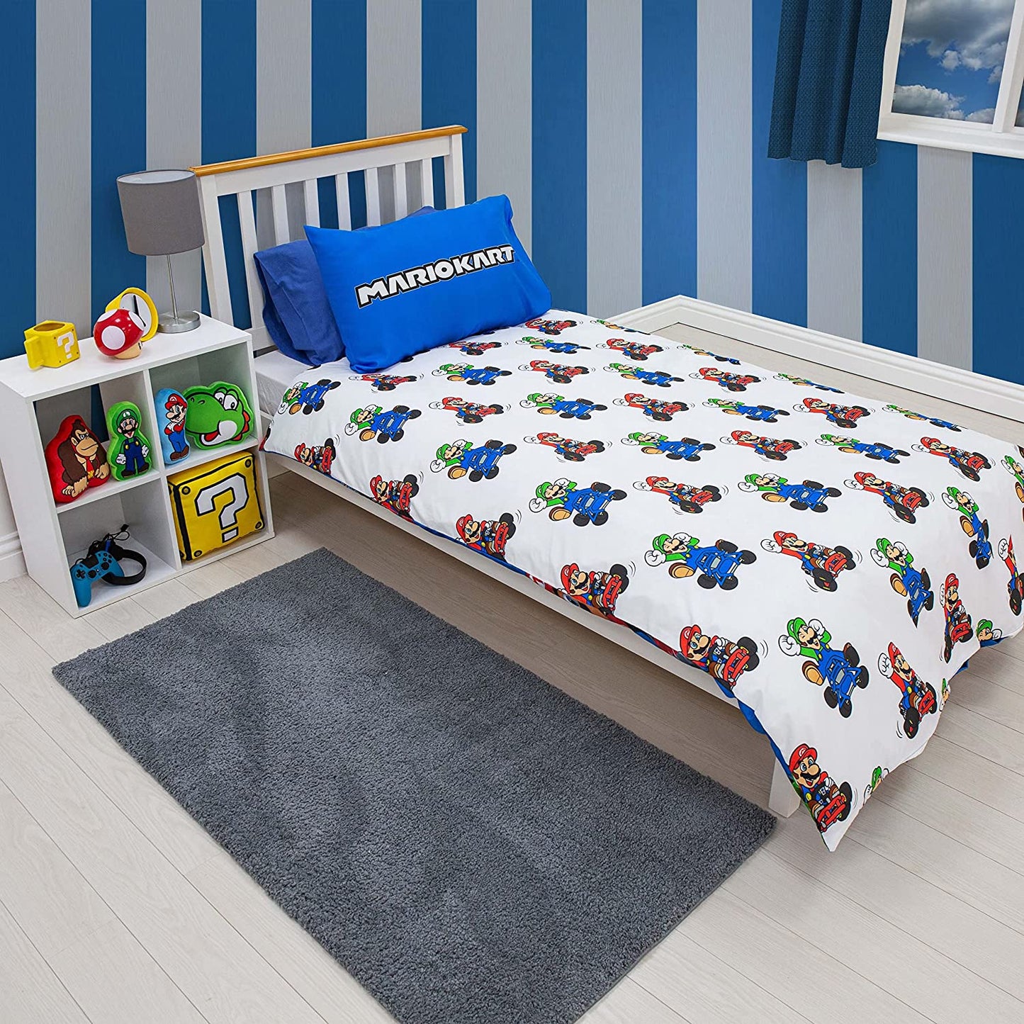 Single Bed Nintendo Super Mario Kart Official Go Karts Reversible Duvet Cover Set Character Bedding