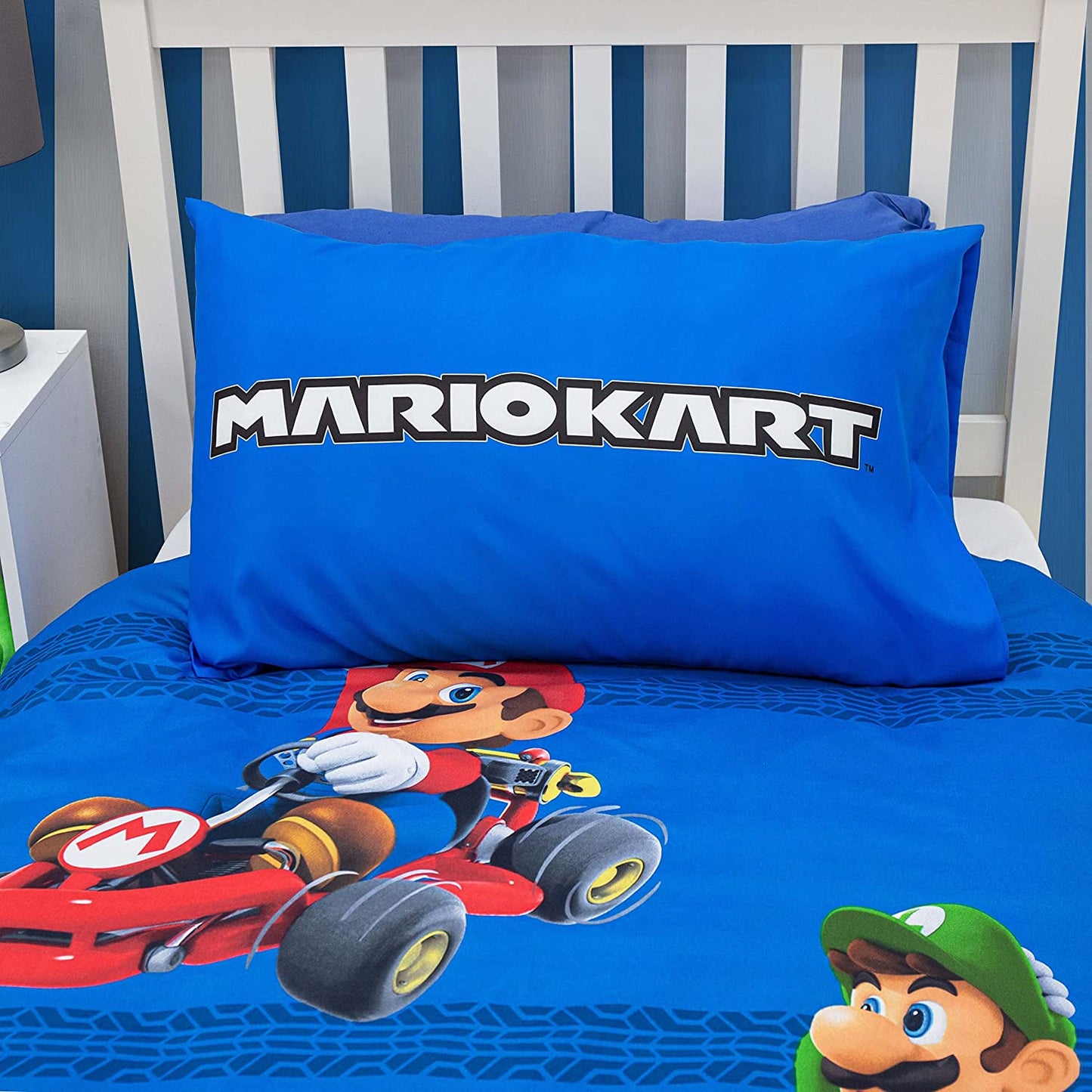 Single Bed Nintendo Super Mario Kart Official Go Karts Reversible Duvet Cover Set Character Bedding