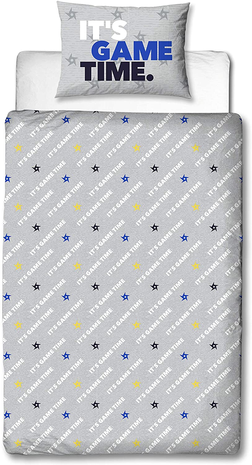 Single Bed Duvet Cover Set Ninja Its Game Time Grey Blue Reversible