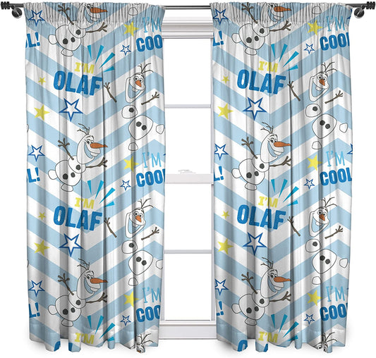 Disney Frozen Olaf 66" x 72" Unlined Pencil Pleat Character Curtains